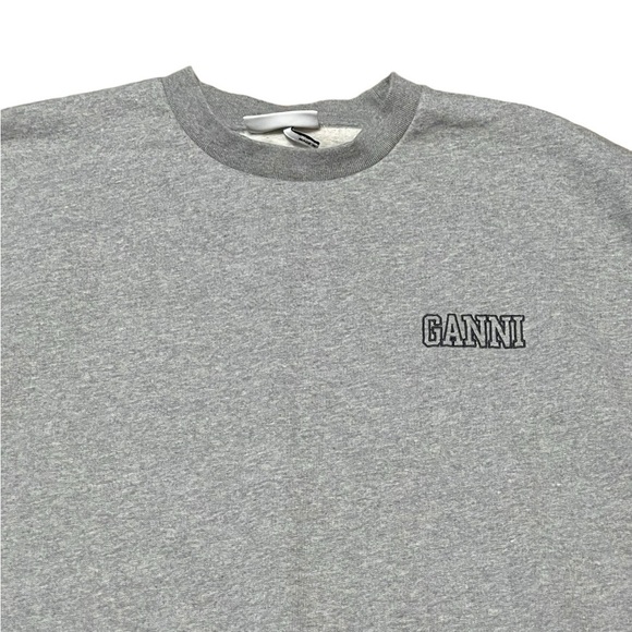 Ganni gray software crew neck oversized logo sweatshirt Made in Portugal - Picture 3 of 14